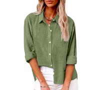 Blouse Femme Chic et élégant,Women's Solid Color Stand Up Collar Cotton and Line Long Sleeved Shirt Blouse Haut Transparent (JN, M)