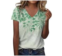 Blouse Femme De Ménage Portant Vêtements Chemisier Décontracté À Col en V Imprimé pour Femmes Blouse Coiffeur Tee Shirt Dentelle Femme(3-Vert,3XL)
