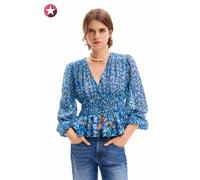 Desigual, Femme, Blouses et Chemises, Multicolore, Taille: 38 FR Chemisier à taille smockée à imprimé floral
