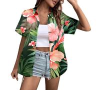 Blouse Femme d'Été à Manches Courtes, Chemisier Décontracté avec Imprimé, Haut Tendance et Confortable, Vêtement Stylé pour Une Personnalité Unique et Affirmée(Multicolour, XXXL)