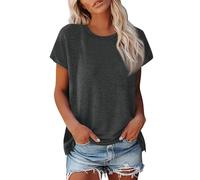 Blouse Femme Ete Col Rond Tee Shirt Femme Col V T-Shirt Ete Fluide Haut Fleurie Pas Cher Marque Tunique Manches Courtes Sport Vetement Femme Ete L