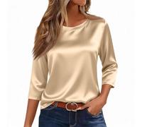 Blouse Femme Grande Taille Manche 3/4 Printemps Tshirt Tendance Jogging Comfy Tee Shirt Col Rond Uni Bouffante