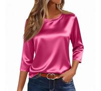 Blouse Femme Grande Taille Manche 3/4 Printemps Tshirt Tendance Jogging Comfy Tee Shirt Col Rond Uni Bouffante
