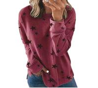 Blouse Femme - Imprimé étoiles - Vin rouge - Col Rond - Manches longues - Coupe Regular XXL