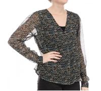 Blouse Femme JDY Isabell - Manches longues - Col V - Imprimé fleurs - Noir 36