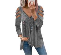 Blouse Femme - MISSMAO - Col en V - Imprimé Fleurs - Ourlet Ample - Manches longues XL