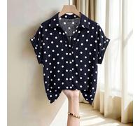 Blouse femme printemps/été, style français élégant, luxe minimaliste, design Top de gamme, décontractée bohème, pour vacances et trajets quotidiens, confortable, marron à imprimé pois, col chemise, co
