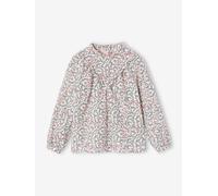 Blouse fille à volants imprimée fleurs écru 2A
