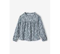 Blouse fille imprimée fleurs bleu grisé 5A