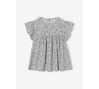 Blouse fille imprimée manches courtes à volants blanc imprimé 6A
