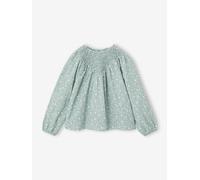 Blouse fille manches smockées vert sauge 4A
