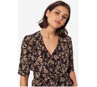 Blouse fleurie Femme NABY - Marron - Col cache-cœur - Manches 3/4 XS