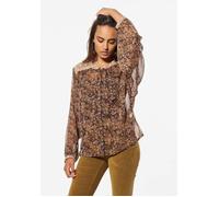 Blouse fleurie - NETY - Femme - Loose - Col boutonné - Vert L