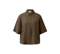 Blouse fluide à manches courtes en lin mélangé avec col chemise femme s.Oliver Marron 38