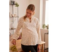 Blouse gaze de coton imprimé grossesse et allaitement blanc imprimé 48