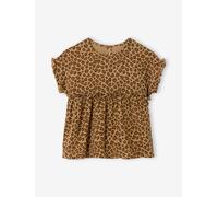 Blouse imprimée en gaze de coton fille beige 5A