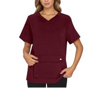 Blouse Infirmiere Femme col en V Manches Courtes Médicale Élastique avec Poches et esthticienne Chemise Uniforme Anti-Rides Multiples Infroissable Confortable Blouse Tenue Aide Hopital Clinique