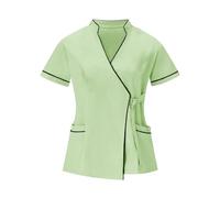 Blouse Infirmiere Femme Tunique Uniforme Medicale Haut D'infirmière Uniforme de Travail Top Médicale D'été Vêtements de Travail et Uniformes Couleur Unie Infirmiere Professionnelle Grande Taille