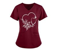 Blouse Infirmiere Femme Tunique Uniforme Medicale Haut D'infirmière Uniforme De Travail Top Offre Soldes d'été Vêtements de Travail et Uniformes Pas Cher Soldes Tenue Infirmiere Professionnelle