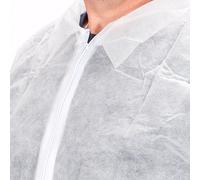 Blouse jetable en polypropylène blanche avec zip, homme, taille XL