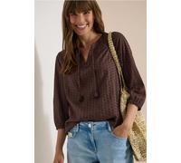 Blouse manches 3/4 col fendu en matière structurée