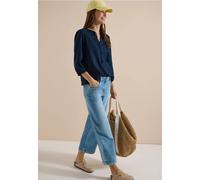 Blouse manches 3/4 col fendu en matière structurée