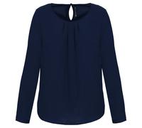 Blouse manches longues crêpe Femme Kariban Bleu 46