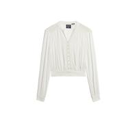 Superdry Lace Trim Smocked Long Sleeve Blouse Beige M Femme