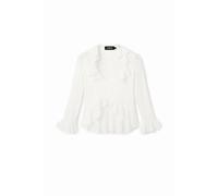 Blouse manches longues volants femme Desigual Blanc L