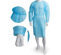 Blouse médicale bleue non tissé avec poignets élastiques (sachet de 10) - L