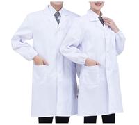 Blouse Medicale, Blouse Blanche Chimie Lycee Coton pour Hommes Et Femmes Collège Physique De Laboratoire Chemisiers Et Blouses Chemise Manches Longues avec Poche Et Bouton Grande Taille Classique XXL