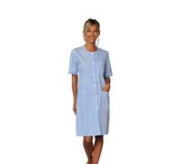 Blouse médicale Femme Chic Manche Courte Uniforme médicale avec Fermetures par Boutons Pressions Blanc + Poches Bleu Ciel XL