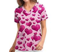 Blouse Medicale Femme Grande Taille Col en V Manche Courte Uniforme De Travail Blouse Femmes De Ménage Offre Tenue Infirmiere Professionnelle Uniforme D'infirmière Femme Esthéticienne Pas Cher