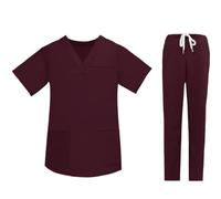 Blouse Medicale Femme Uniforme médical unisexe for médecins, ensembles médicaux for salle d'opération, fournitures d'infirmière, vêtements de travail, costumes d'infirmière chirurgicale(BURGUNDY,L)