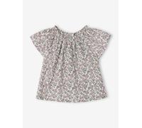 Blouse naissance imprimée petites fleurs écru 3M(60CM)