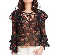 Blouse Noir à fleurs Femme Guess Rose XS