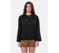 Blouse noire femme BINTA - KAPORAL - Manches longues - Coupe regular - Col boutonné L