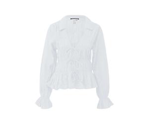 Blouse ornée de smocks femme QS Regular Fit Blanc 36