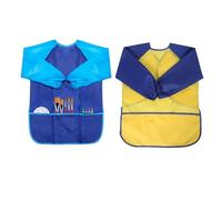 Blouse Peinture Enfant Imperméable Tablier de Peinture enfant, 2 PackTabliers Peinture Blouse Tablier Manches Longues Enfant avec 3 Poches Pratiques pour la Peinture l'artisanat l'argile la Cuisine