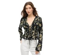 Blouse plissé à manches années 70 femme Superdry Noir XS