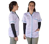 Blouse professionnelle à manches courtes pour femmes avec bordure bleue taille xl