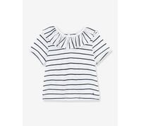 Blouse rayée bébé manches courtes en jersey blanc rayé marine 3M(60CM)