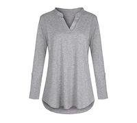 Blouse Rayée Longue Maternité Femmes Top Manches pour Allaitement Blouse de Maternité, gris, XL