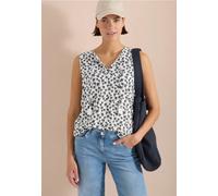 Blouse sans manches à col fendu et imprimé palmiers