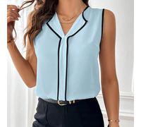 Blouse Sans Manches À Liseré Contrastant L,M,S,XL,XS,XXL,XXSUnicoloreTissu tissé