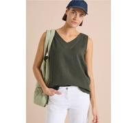 Blouse sans manches col V en gaze de coton