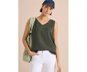 Blouse sans manches col V en gaze de coton