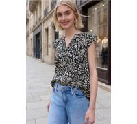 Blouse sans manches en mousseline de soie à col fendu