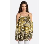 Blouse satin vert épaules dénudées imprimé zèbre Misciano Femme
