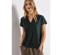 Blouse split neck en couleur unie